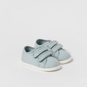 Zara New 5.5c 21 Chambray Blue Cotton Shoes, Velcro, Cute Baby Shoes